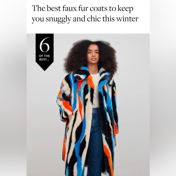 Anthropologie NWT Jakke Multicolor Faux Fur Coat Size S. - Picture 8 of 13